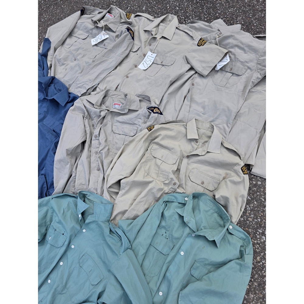 Vintage Lot 18 Canadian Military Work Shirts M-L Blue Tan Green RCMP Saskatoon - Picture 4 of 10
